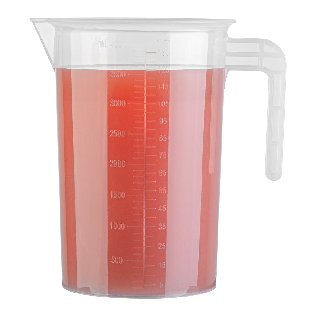 Chef 101 4 qt (16 cups) Clear Plastic Measuring Cup - 7 1/2" x 5 3/4" x 10" - 10 count box