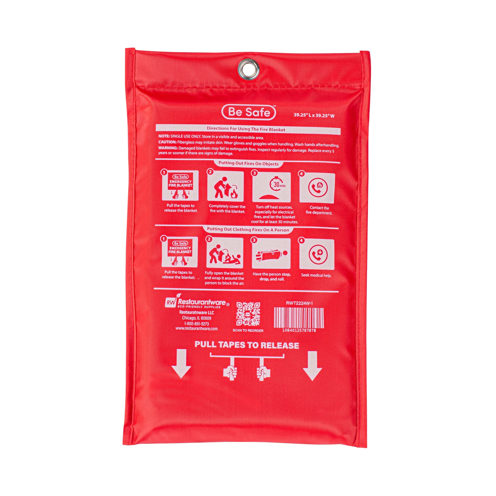 Be Safe Fiberglass Emergency Fire Blanket - 39 1/4" x 39 1/4" - 20 count box