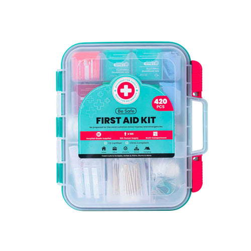 Be Safe 100-Person Class A First Aid Kit - 420 Piece, Wall Mountable - 1 count box