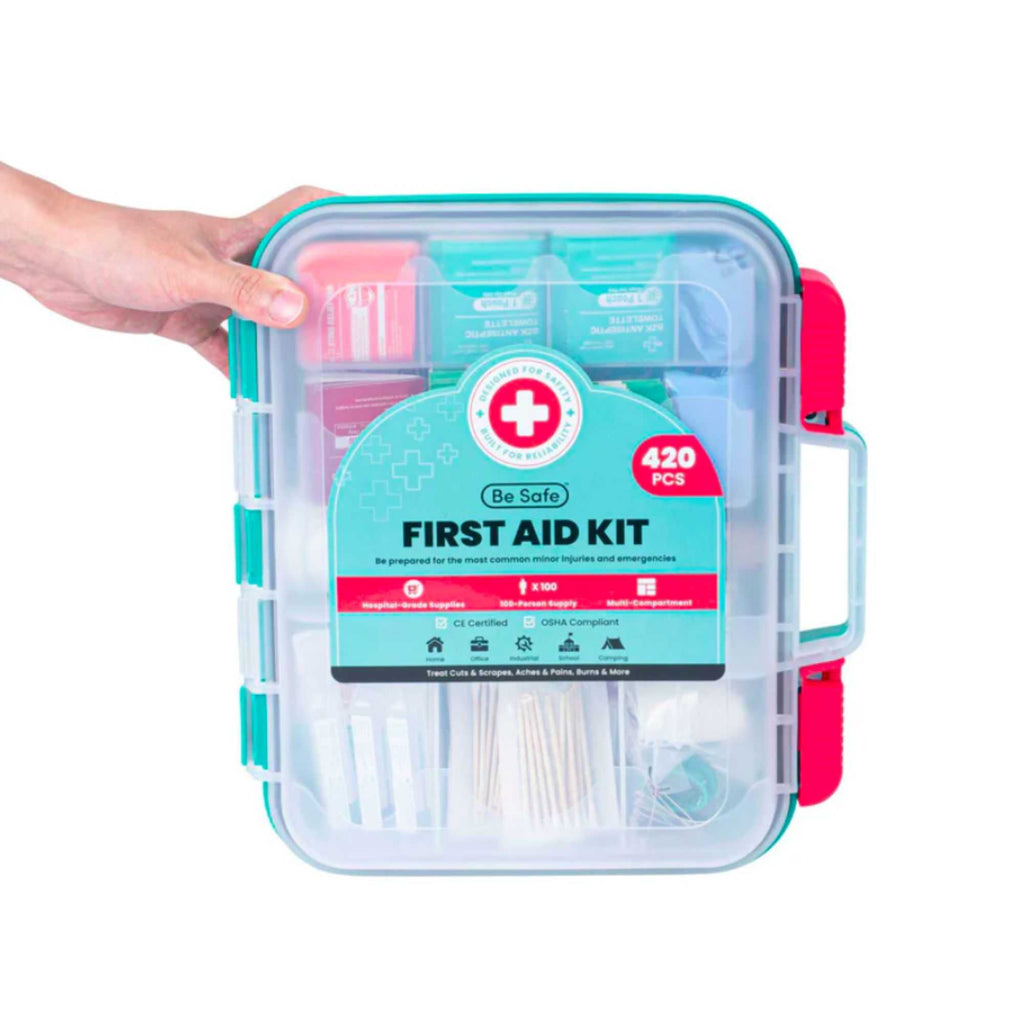 Be Safe 100-Person Class A First Aid Kit - 420 Piece, Wall Mountable - 1 count box