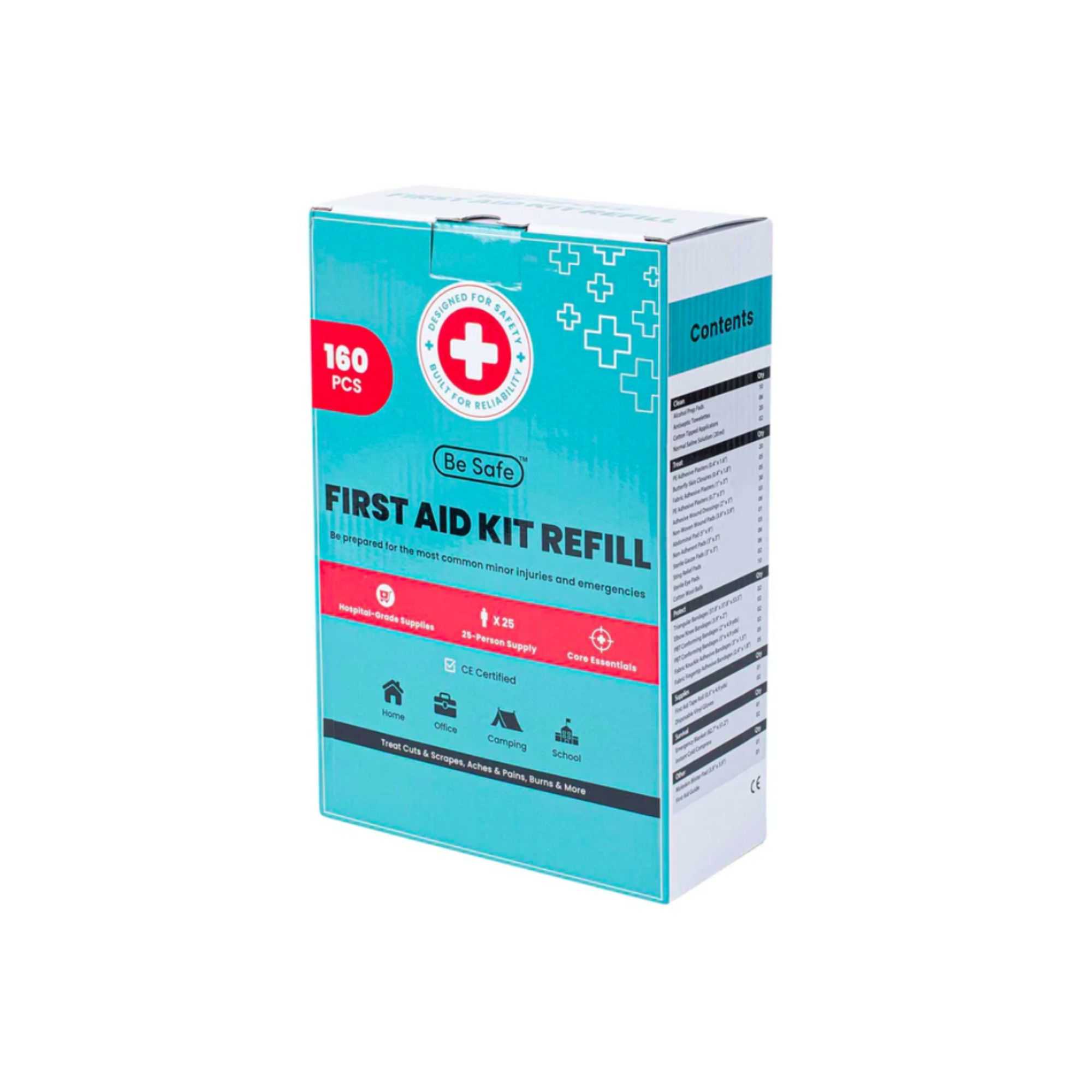 Be Safe 25-Person First Aid Kit Refill - 160 Piece - 1 count box