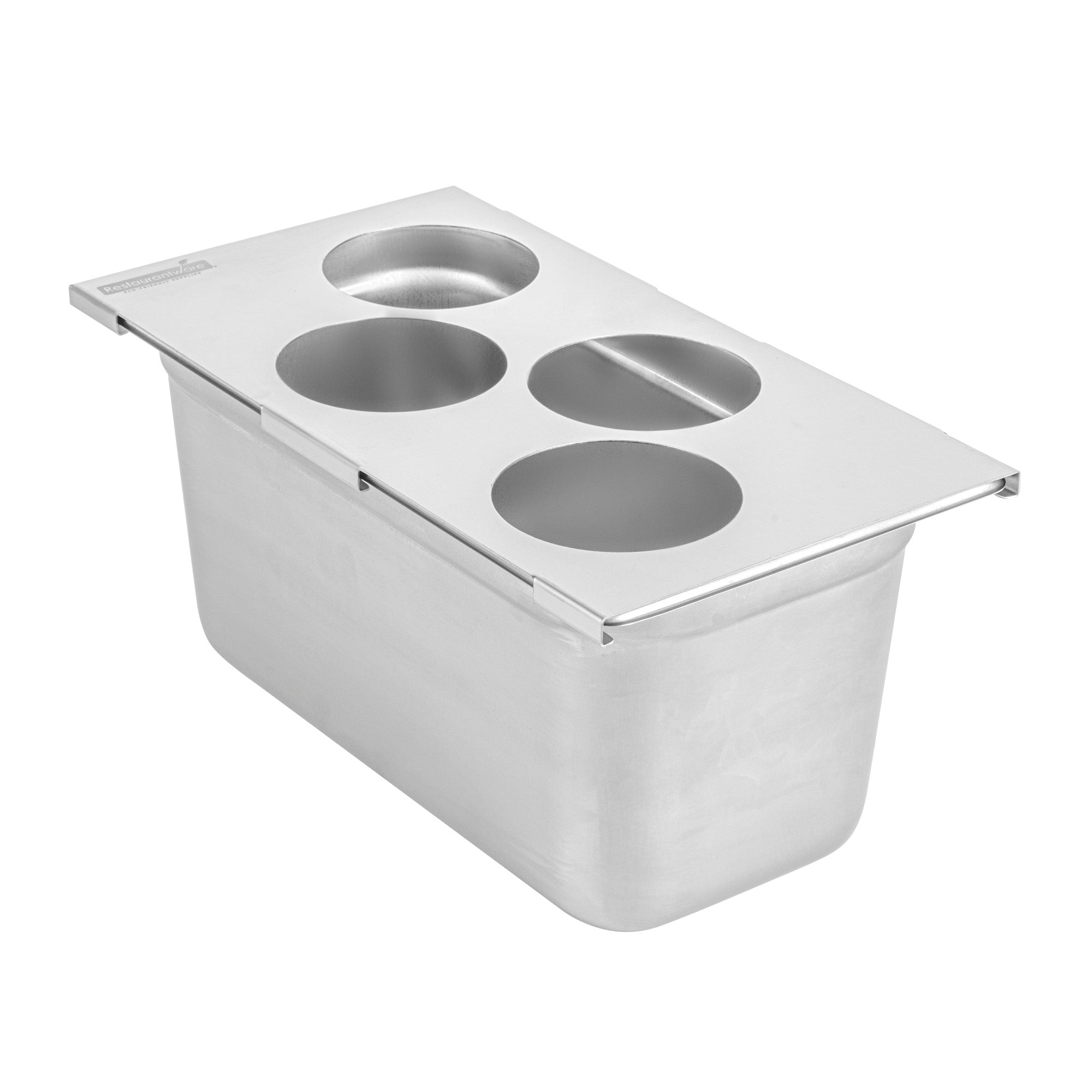 Met Lux Four Hole Stainless Steel Squeeze Bottle Holder Top - Fits 1/3 Size Pans - 12 3/4" x 7" - 1 count box