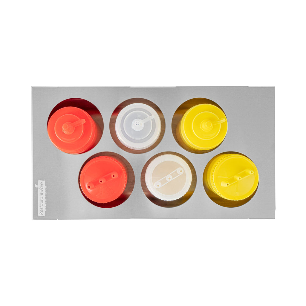 Met Lux Six Hole Stainless Steel Squeeze Bottle Holder Top - Fits 1/3 Size Pans - 12 3/4" x 7" - 1 count box