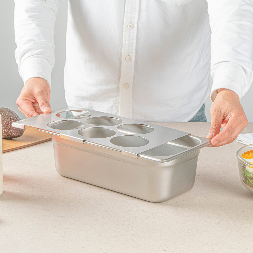 Met Lux Six Hole Stainless Steel Squeeze Bottle Holder Top - Fits 1/3 Size Pans - 12 3/4" x 7" - 1 count box