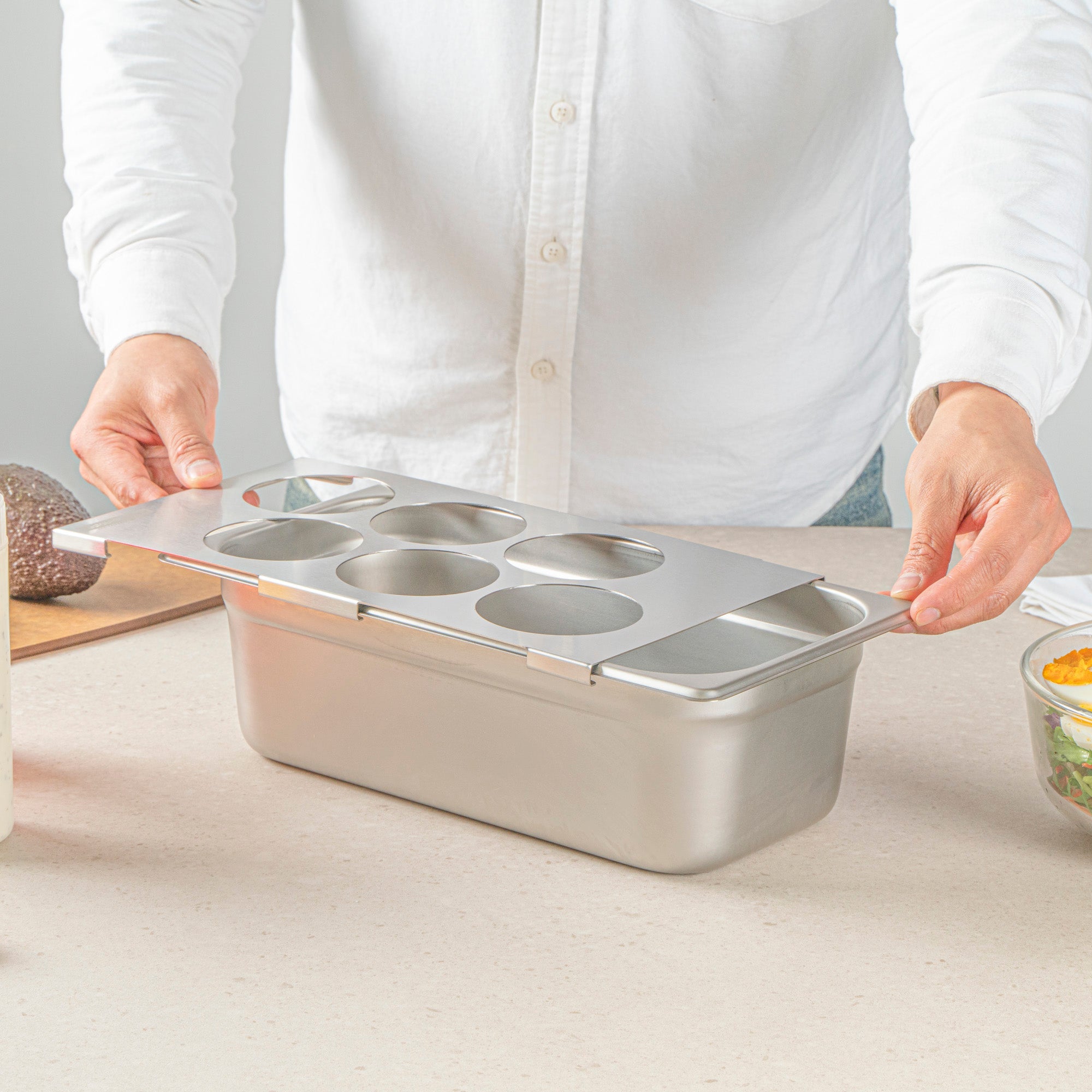 Met Lux Six Hole Stainless Steel Squeeze Bottle Holder Top - Fits 1/3 Size Pans - 12 3/4" x 7" - 1 count box