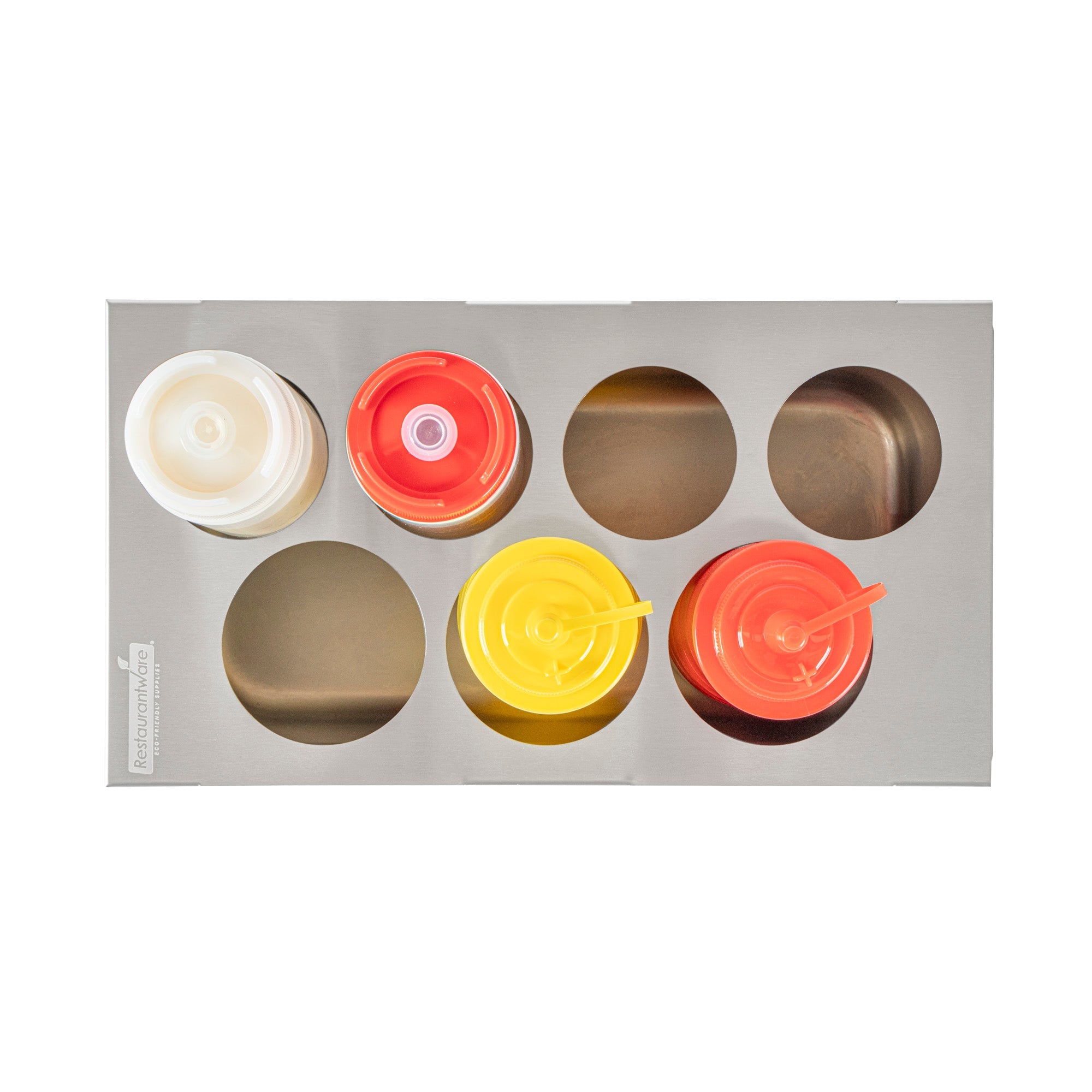 Met Lux Seven Hole Stainless Steel Squeeze Bottle Holder Top - Fits 1/3 Size Pans - 12 3/4" x 7" - 1 count box