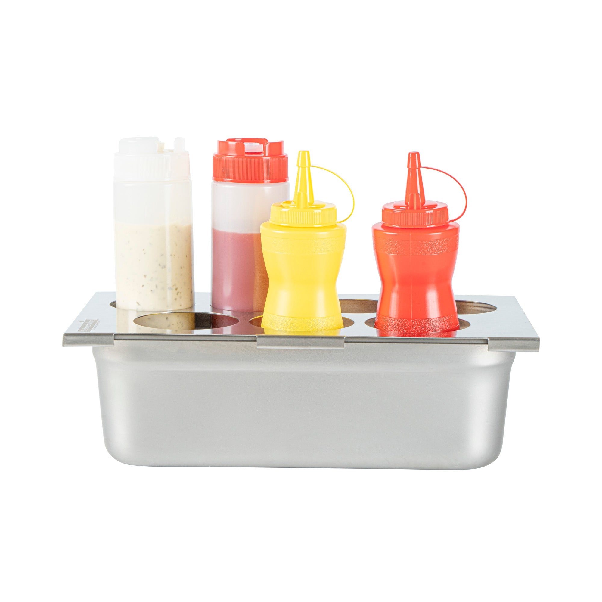 Met Lux Seven Hole Stainless Steel Squeeze Bottle Holder Top - Fits 1/3 Size Pans - 12 3/4" x 7" - 1 count box
