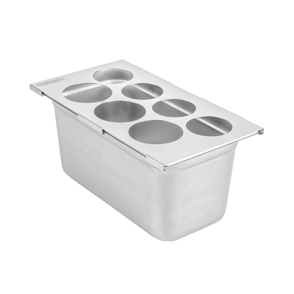 Met Lux Seven Hole Stainless Steel Squeeze Bottle Holder Top - Fits 1/3 Size Pans - 12 3/4" x 7" - 1 count box