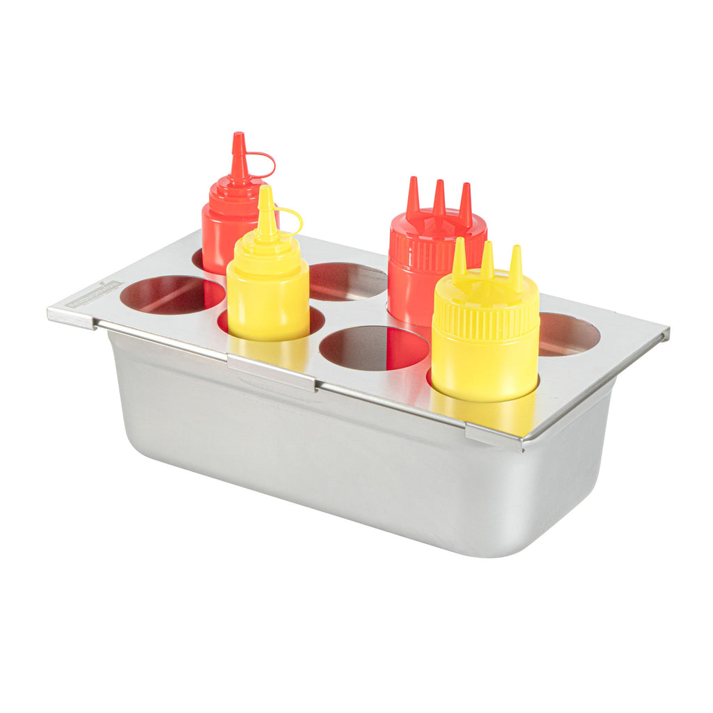 Met Lux Eight Hole Stainless Steel Squeeze Bottle Holder Top - Fits 1/3 Size Pans - 12 3/4" x 7" - 1 count box