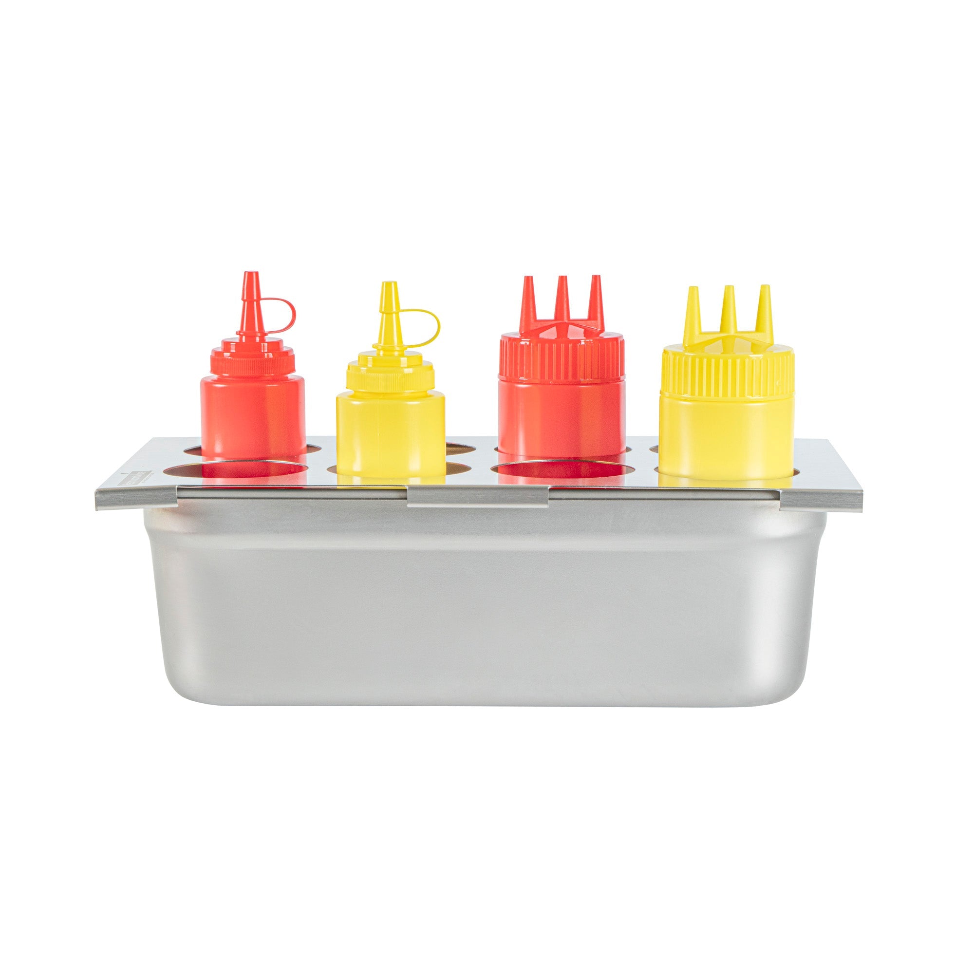 Met Lux Eight Hole Stainless Steel Squeeze Bottle Holder Top - Fits 1/3 Size Pans - 12 3/4" x 7" - 1 count box