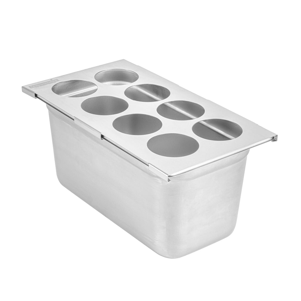 Met Lux Eight Hole Stainless Steel Squeeze Bottle Holder Top - Fits 1/3 Size Pans - 12 3/4" x 7" - 1 count box