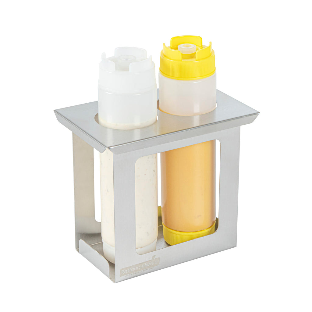 Met Lux Two Hole Stainless Steel Squeeze Bottle Holder - Fits 1/9 Size Opening - 7" x 4 1/2" x 6 1/4" - 1 count box