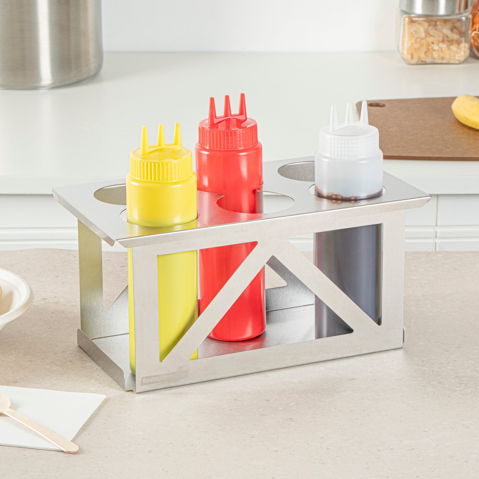 Met Lux Six Hole Stainless Steel Squeeze Bottle Holder - Fits 1/3 Size Opening - 12 3/4" x 7" x 6 1/4" - 1 count box
