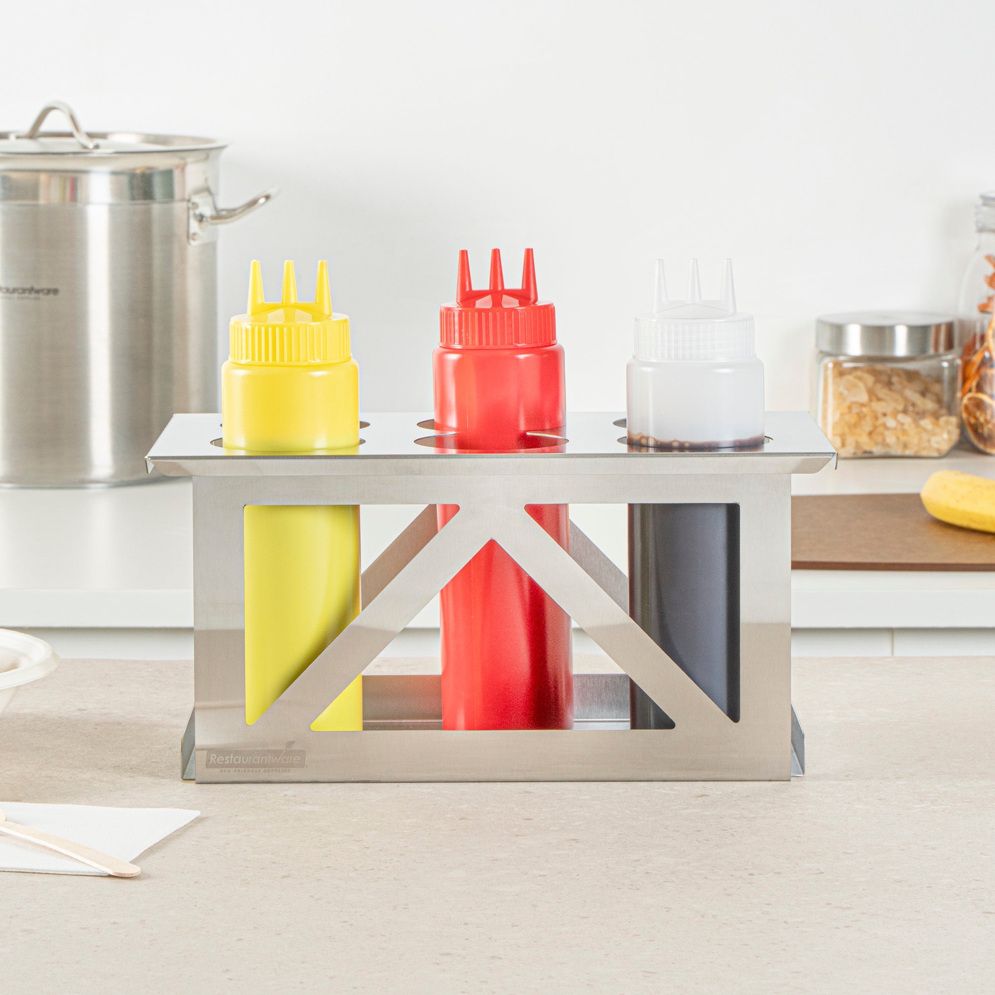 Met Lux Six Hole Stainless Steel Squeeze Bottle Holder - Fits 1/3 Size Opening - 12 3/4" x 7" x 6 1/4" - 1 count box