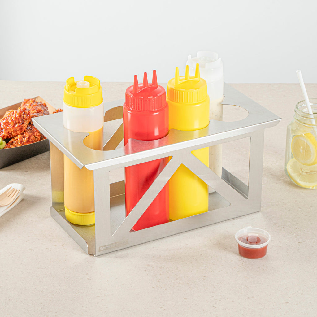 Met Lux Eight Hole Stainless Steel Squeeze Bottle Holder - Fits 1/3 Size Opening - 12 3/4" x 7" x 6 1/4" - 1 count box