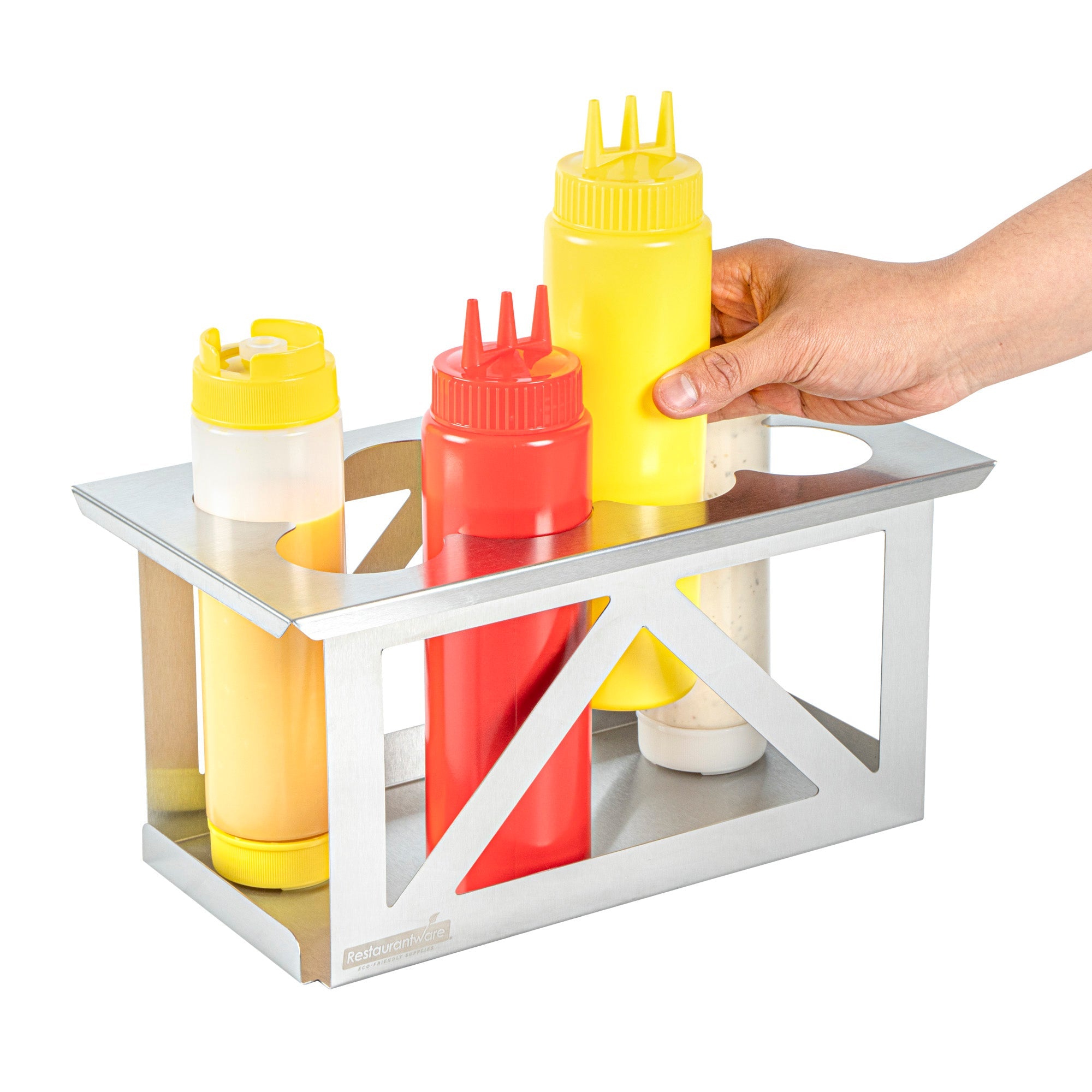 Met Lux Eight Hole Stainless Steel Squeeze Bottle Holder - Fits 1/3 Size Opening - 12 3/4" x 7" x 6 1/4" - 1 count box