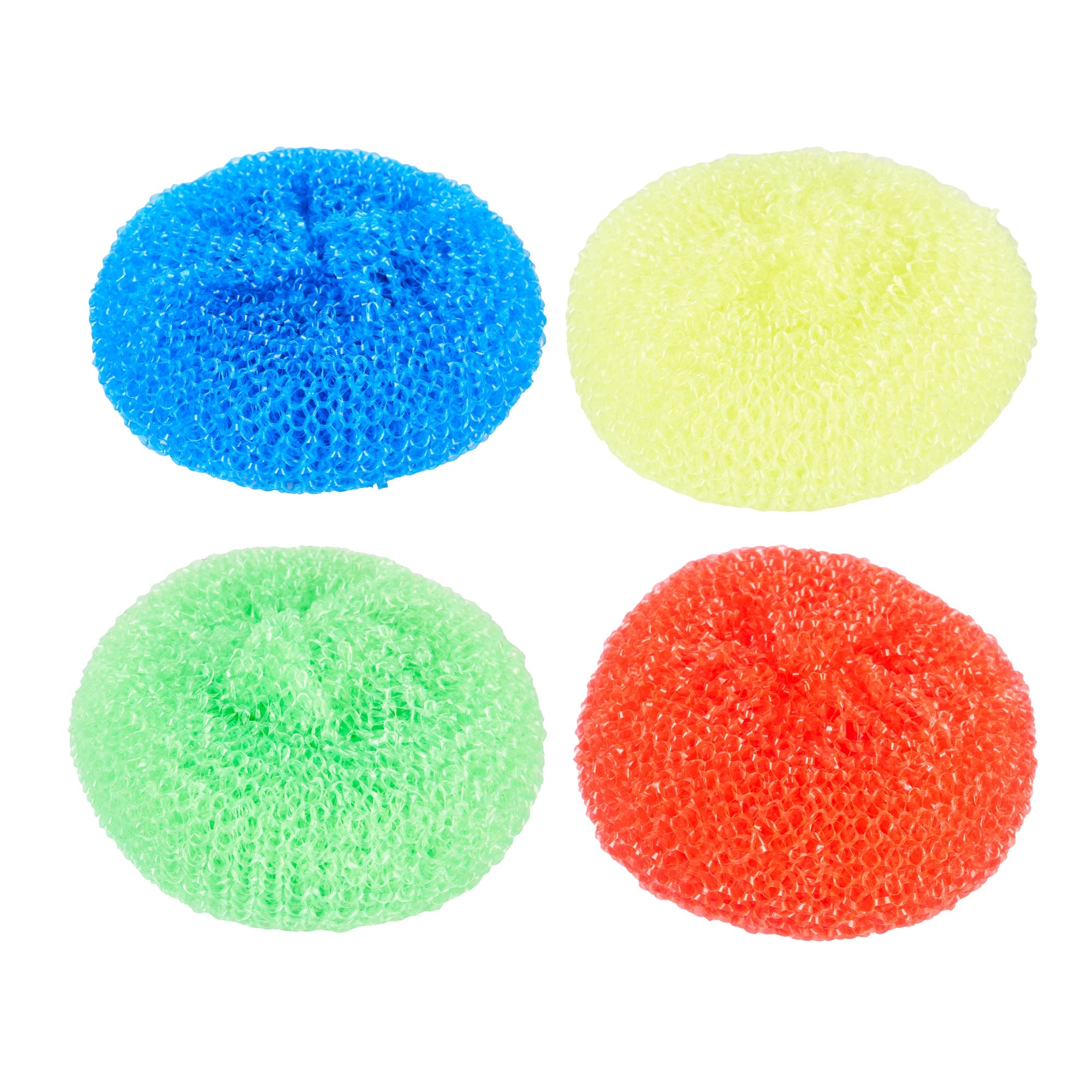 Clean Tek Professional Assorted Plastic Mesh Dish Scrubber - Non-Scratch - 4 count box