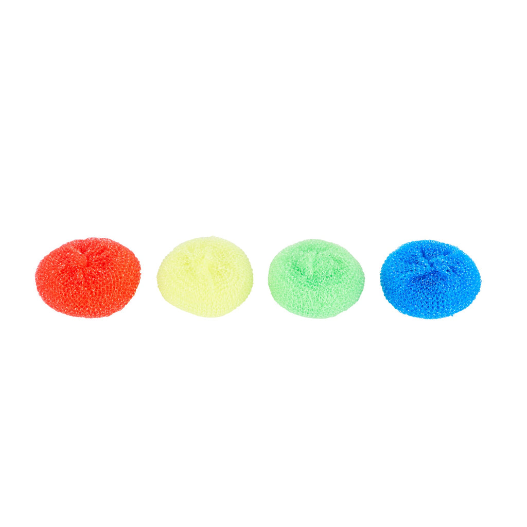 Clean Tek Professional Assorted Plastic Mesh Dish Scrubber - Non-Scratch - 4 count box