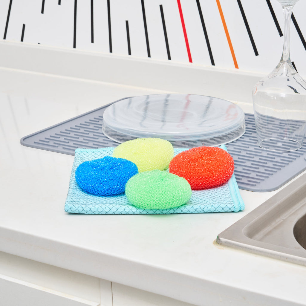 Clean Tek Professional Assorted Plastic Mesh Dish Scrubber - Non-Scratch - 40 count box