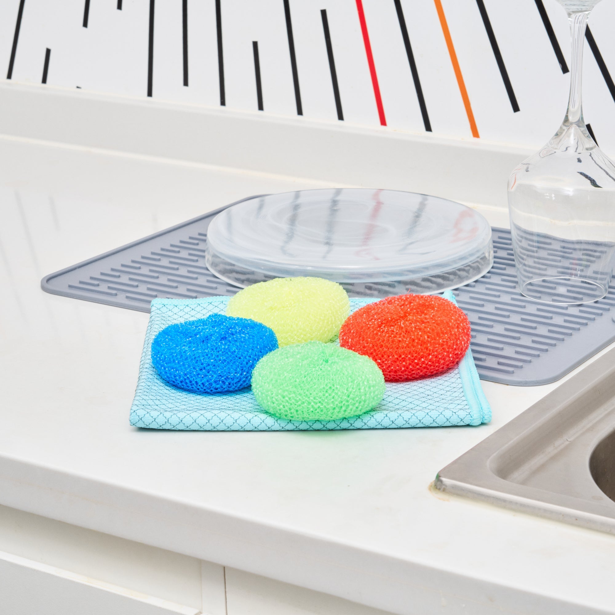 Clean Tek Professional Assorted Plastic Mesh Dish Scrubber - Non-Scratch - 40 count box