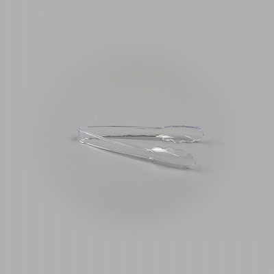 Cater Tek Clear Heavy-Duty Disposable Plastic Tongs - Scalloped - 7 1/2" - 100 count box