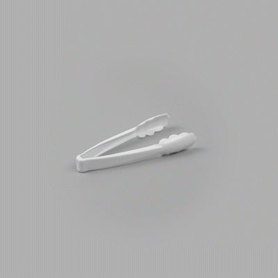 Cater Tek White Heavy-Duty Disposable Plastic Tongs - Scalloped - 7 1/2" - 100 count box