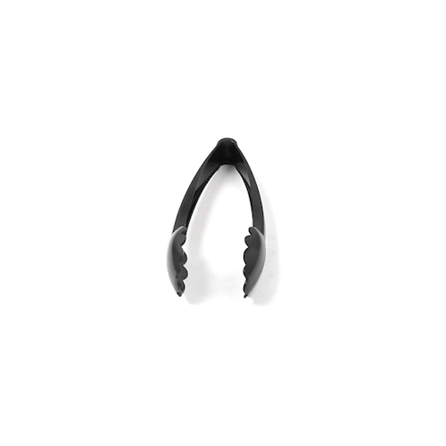 Cater Tek Black Heavy-Duty Disposable Plastic Tongs - Scalloped - 9" - 10 count box