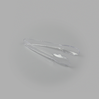 Cater Tek Clear Heavy-Duty Disposable Plastic Tongs - Scalloped - 9" - 100 count box