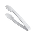 Cater Tek White Heavy-Duty Disposable Plastic Tongs - Scalloped - 9" - 10 count box