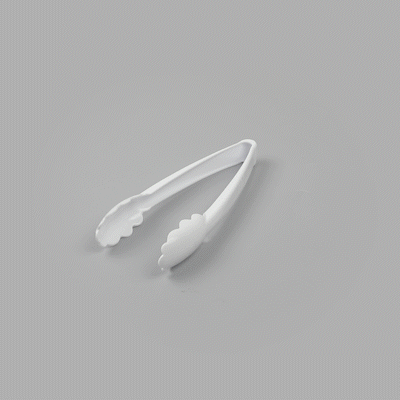 Cater Tek White Heavy-Duty Disposable Plastic Tongs - Scalloped - 9" - 10 count box