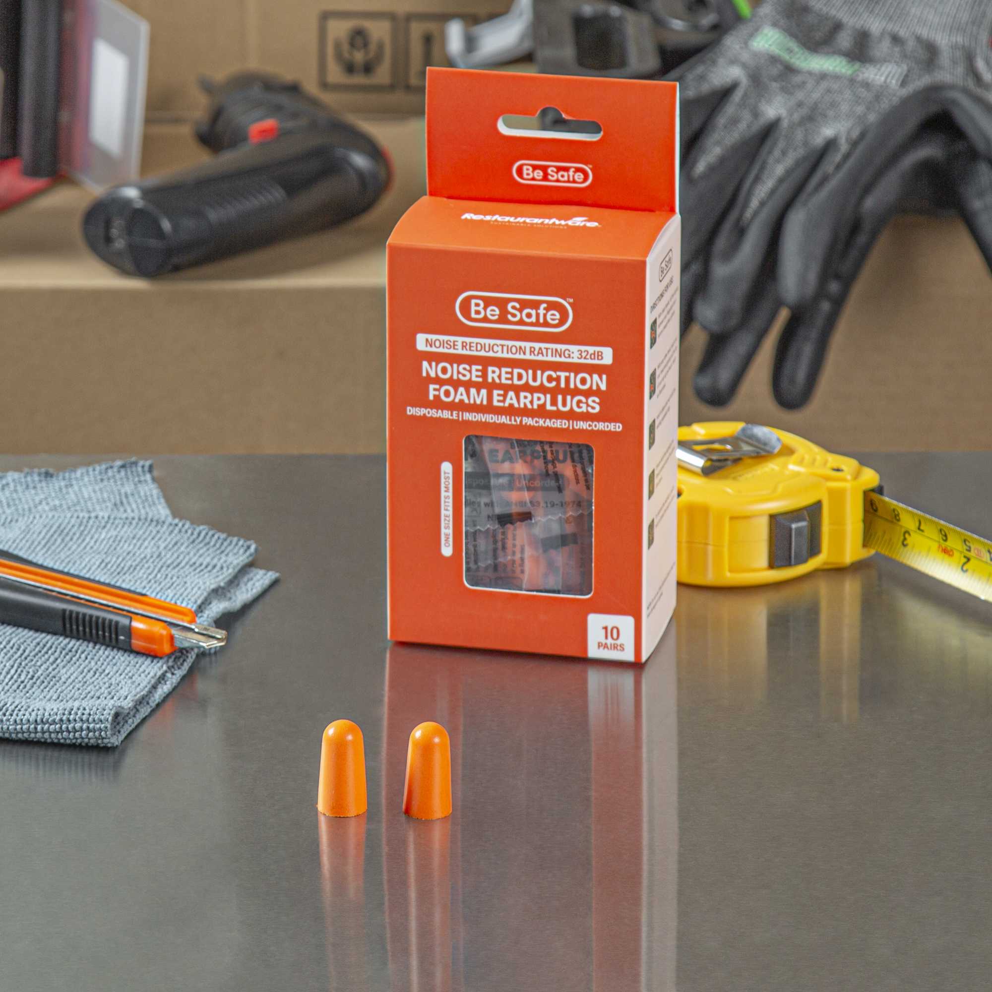 Be Safe Orange Uncorded Foam Earplugs - 10 pairs