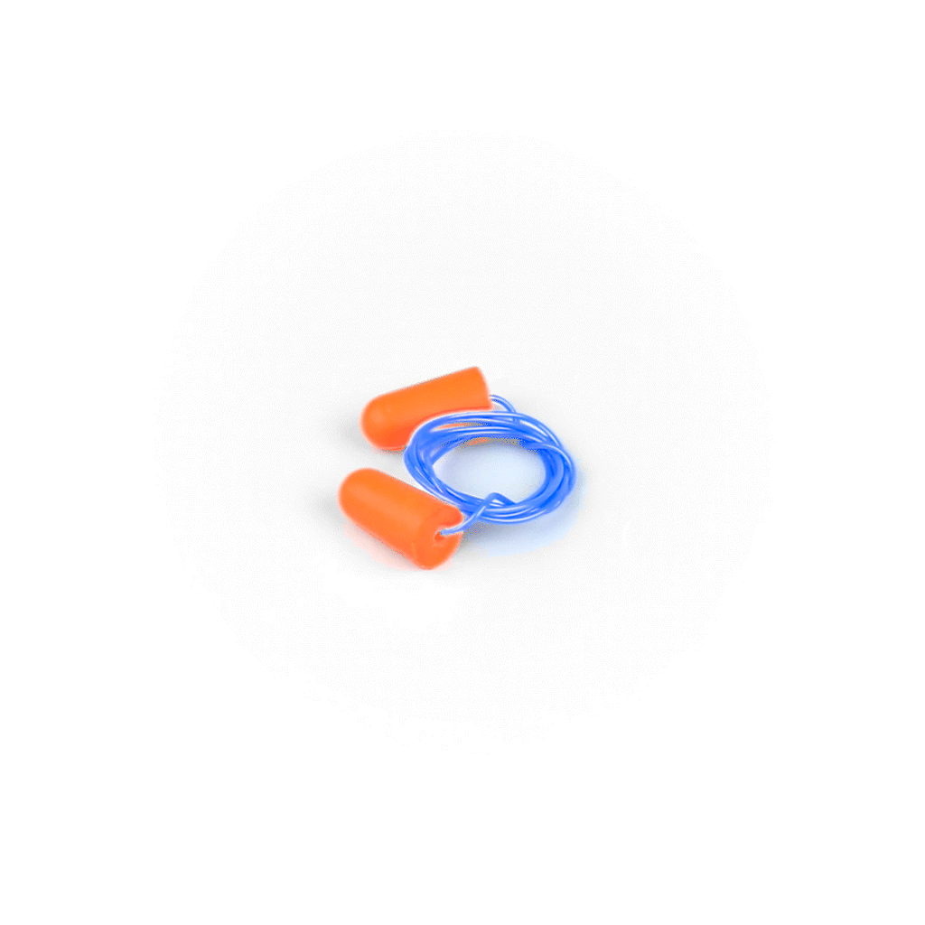 Be Safe Orange and Blue Corded Foam Earplugs - 10 pairs