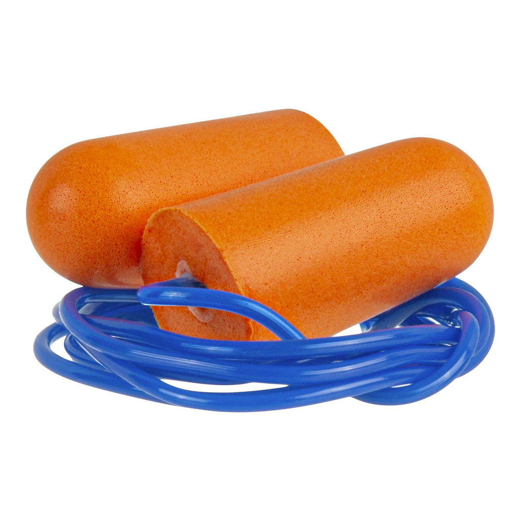 Be Safe Orange and Blue Corded Foam Earplugs - 10 pairs