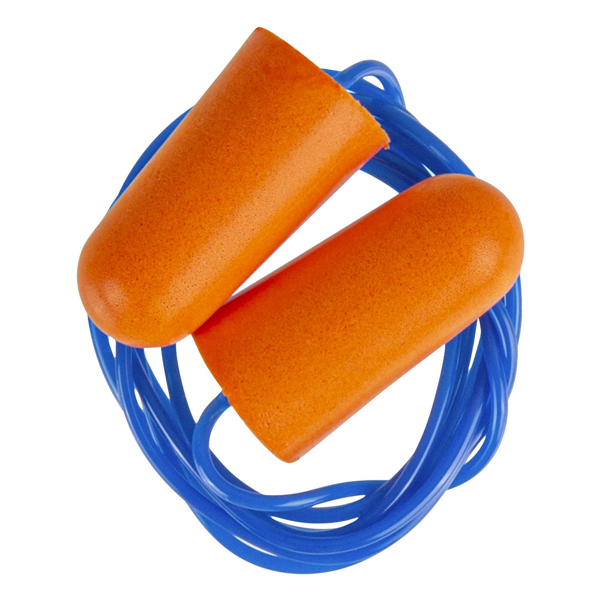 Be Safe Orange and Blue Corded Foam Earplugs - 10 pairs