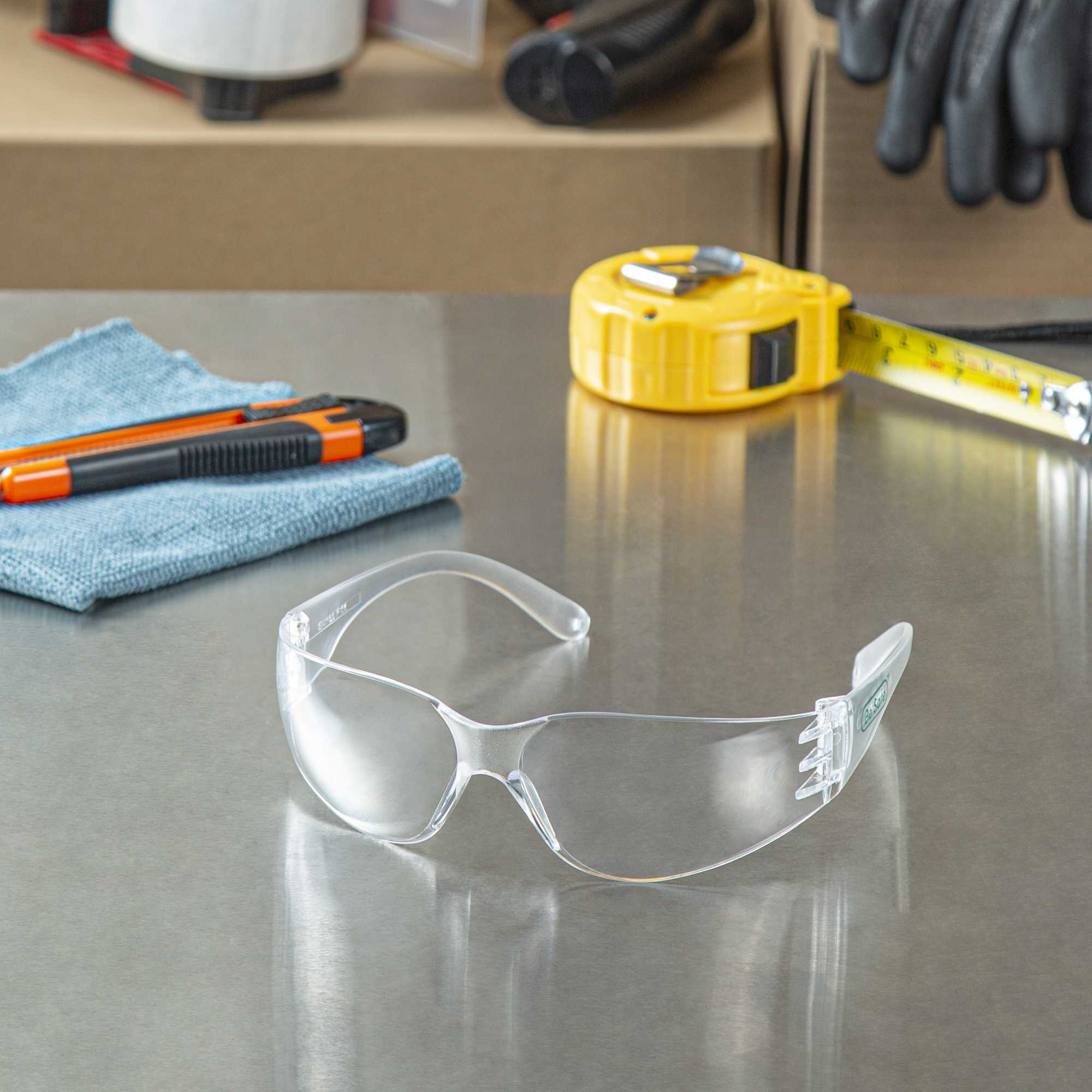Be Safe Safety Glasses - Anti-Fog, Clear Frame with Clear Lens - 1 count box