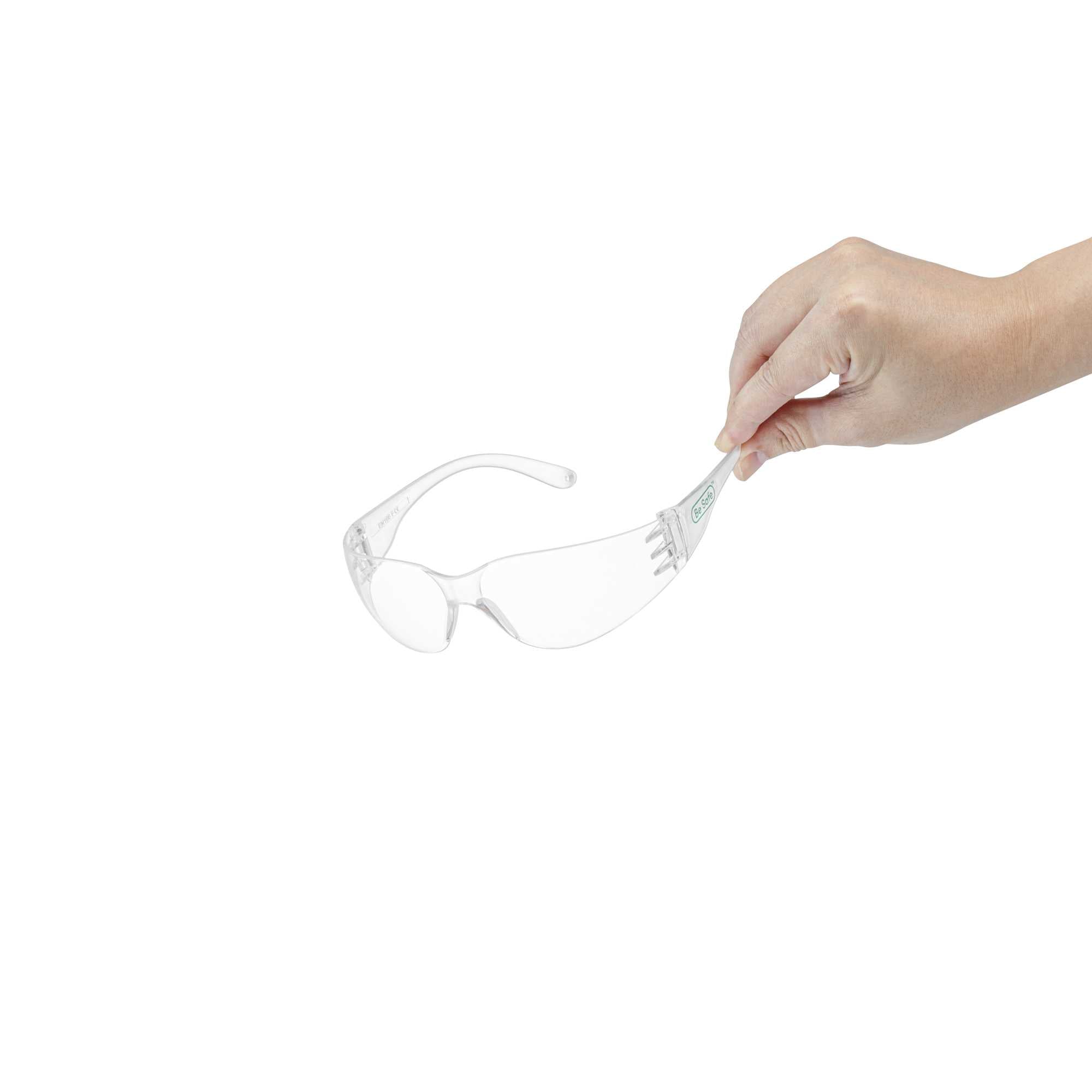 Be Safe Safety Glasses - Anti-Fog, Clear Frame with Clear Lens - 1 count box