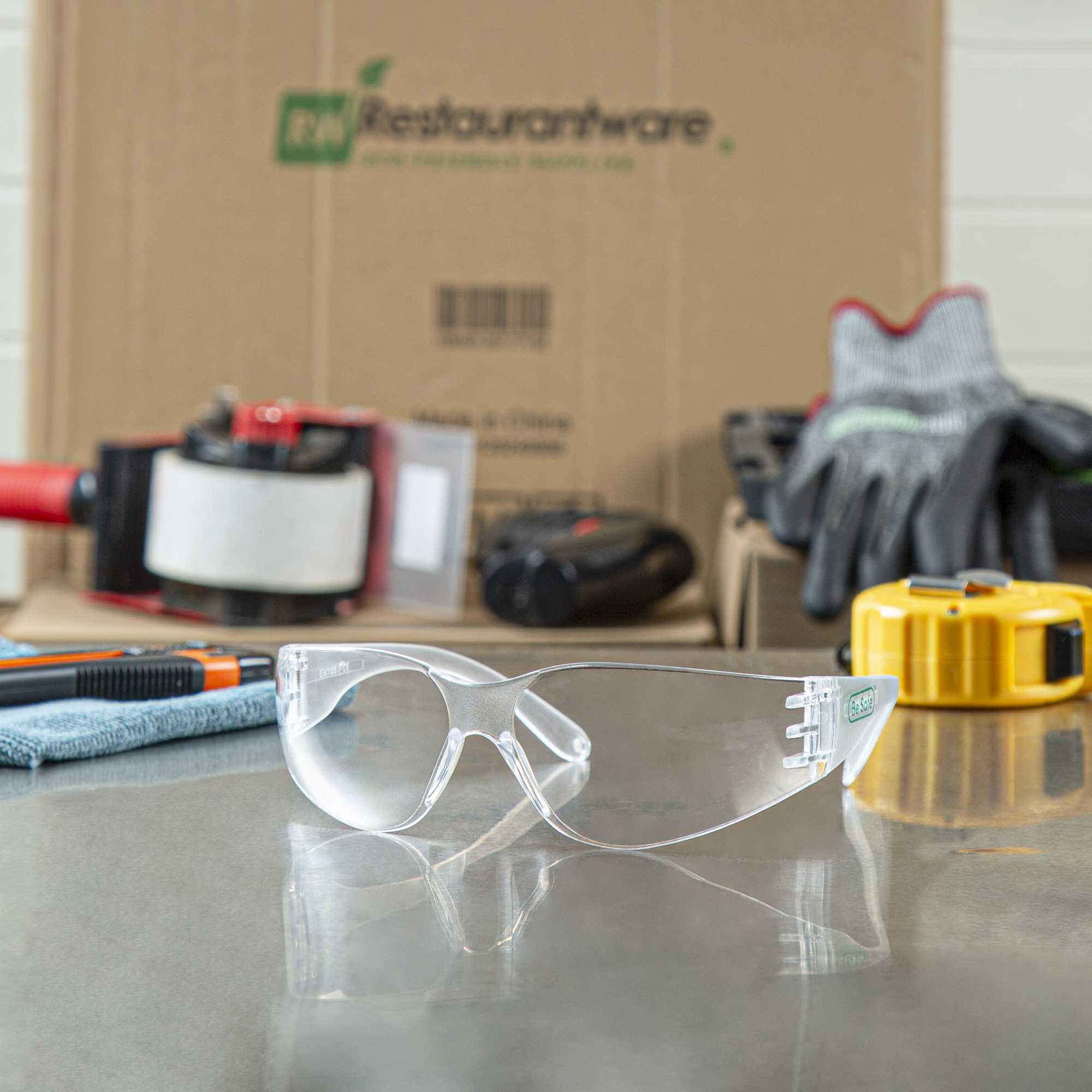 Be Safe Safety Glasses - Anti-Fog, Clear Frame with Clear Lens - 1 count box