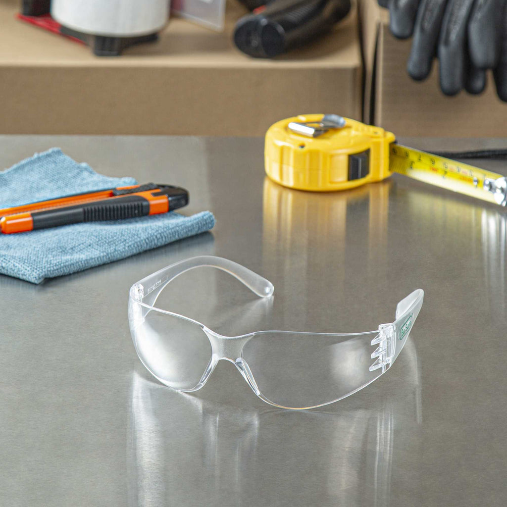 Be Safe Safety Glasses - Anti-Fog, Clear Frame with Clear Lens - 10 count box