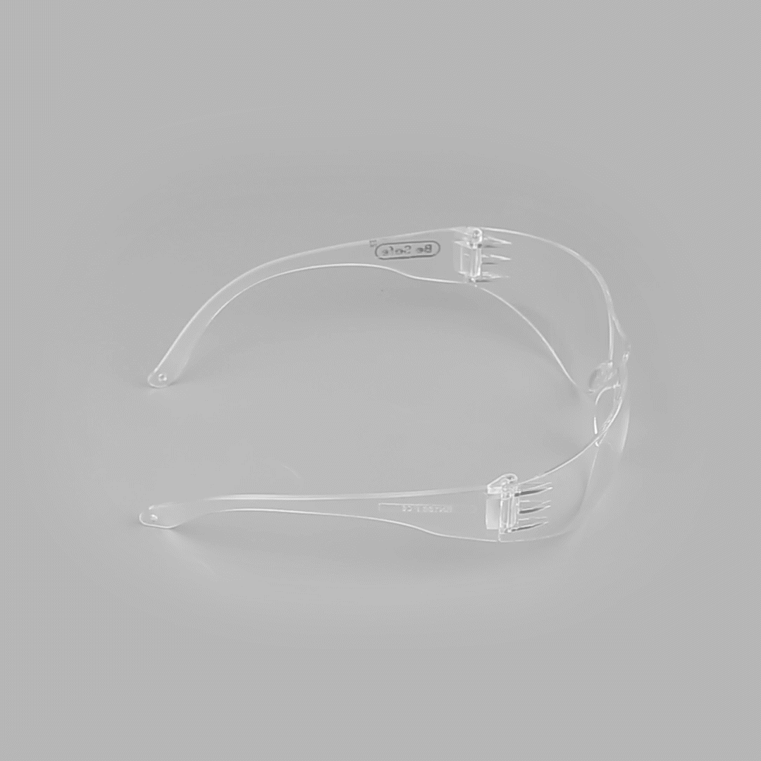 Be Safe Safety Glasses - Anti-Fog, Clear Frame with Clear Lens - 10 count box