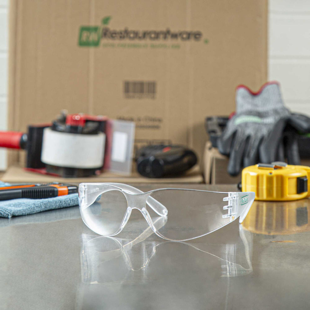 Be Safe Safety Glasses - Anti-Fog, Clear Frame with Clear Lens - 10 count box