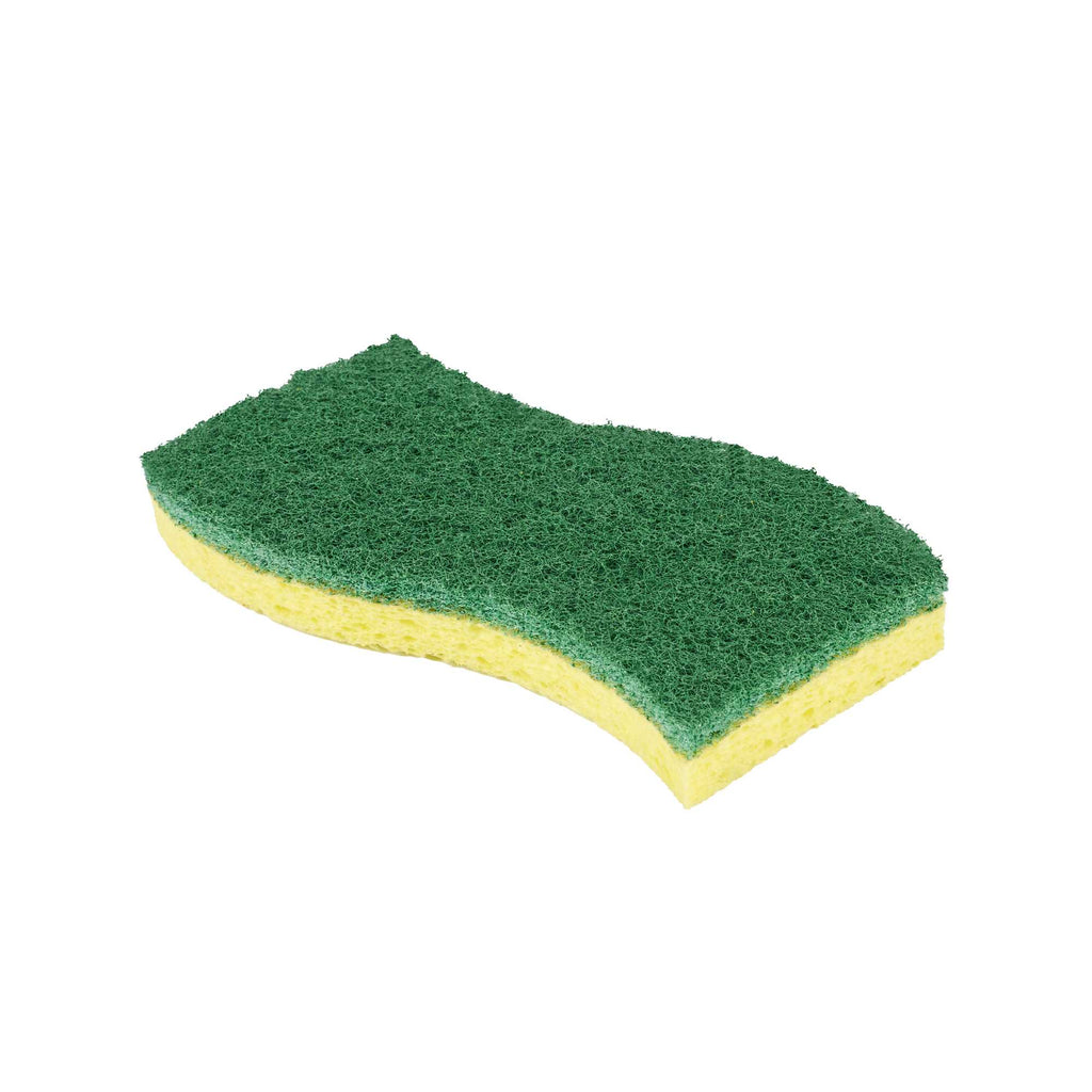Clean Tek Professional Yellow Cellulose Sponge / Green Heavy-Duty Scouring Pad Combo - 6" x 3 1/2" x 3/4" - 3 count box