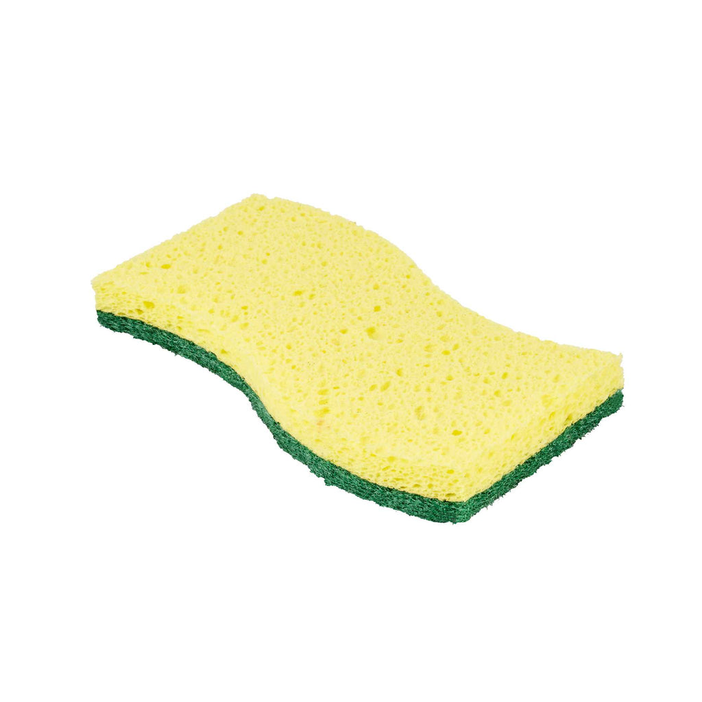 Clean Tek Professional Yellow Cellulose Sponge / Green Heavy-Duty Scouring Pad Combo - 6" x 3 1/2" x 3/4" - 3 count box