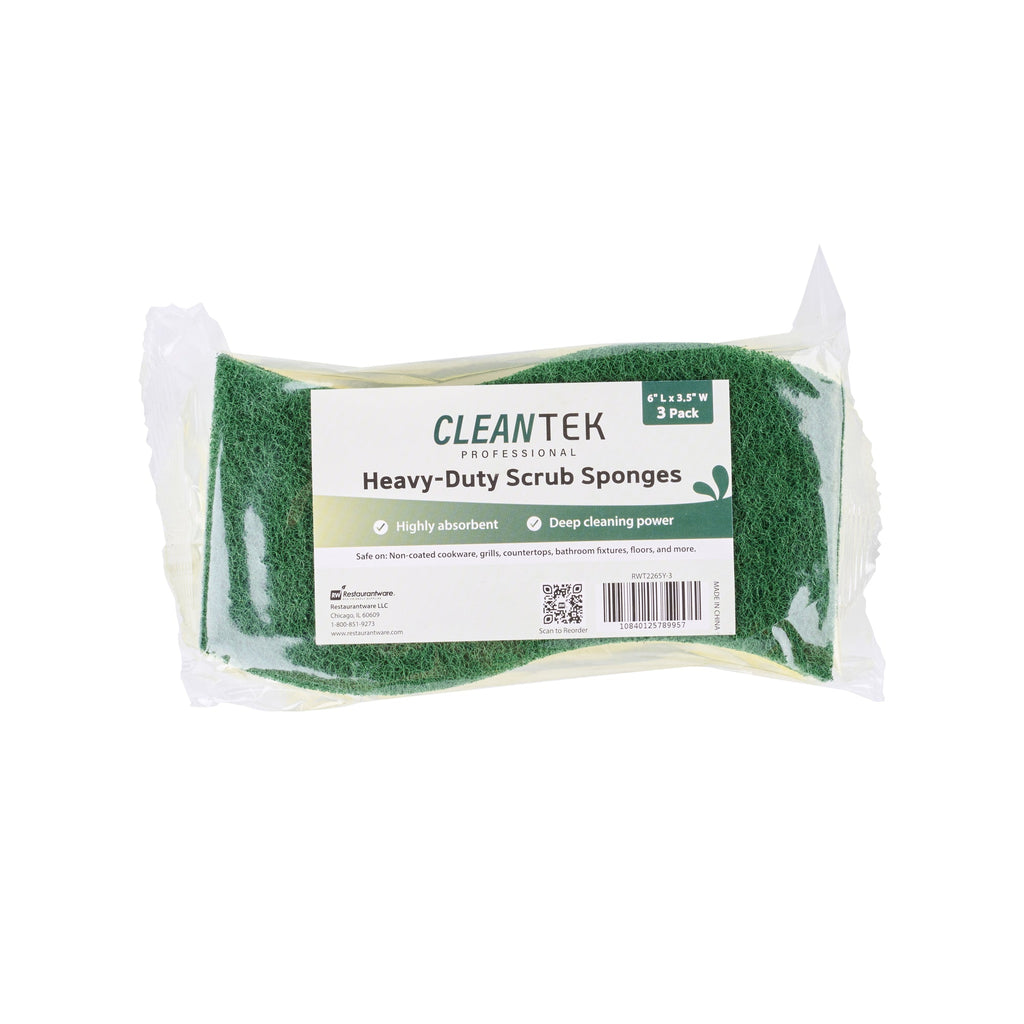 Clean Tek Professional Yellow Cellulose Sponge / Green Heavy-Duty Scouring Pad Combo - 6" x 3 1/2" x 3/4" - 60 count box