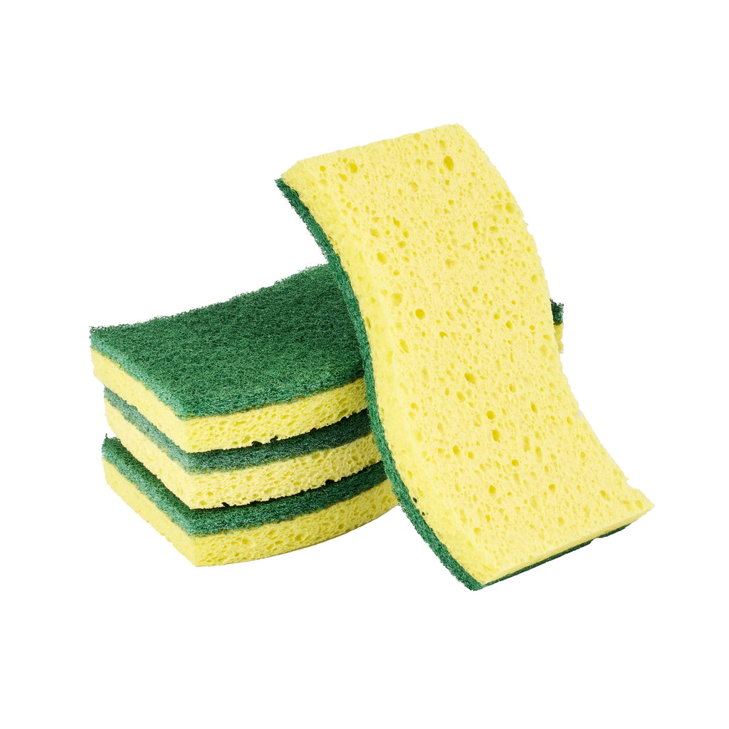 Clean Tek Professional Yellow Cellulose Sponge / Green Heavy-Duty Scouring Pad Combo - 6" x 3 1/2" x 3/4" - 60 count box