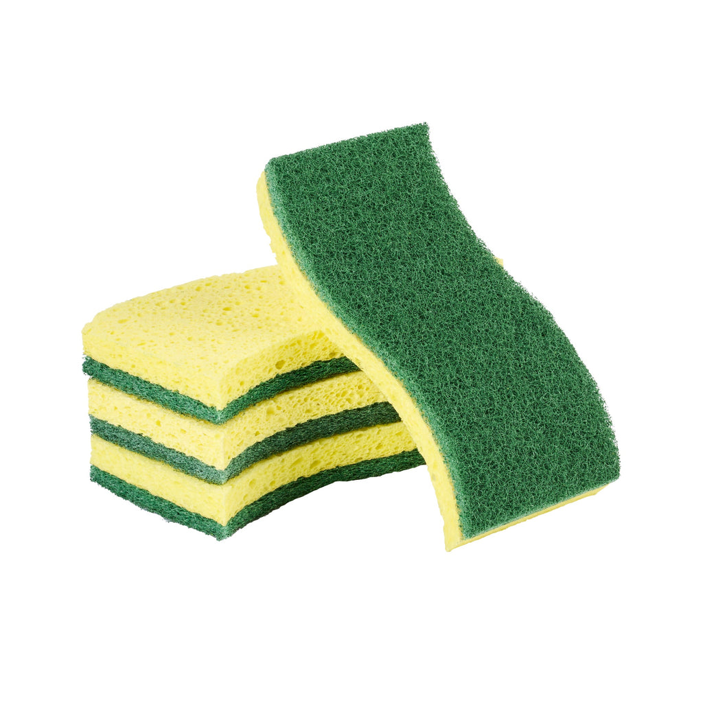 Clean Tek Professional Yellow Cellulose Sponge / Green Heavy-Duty Scouring Pad Combo - 6" x 3 1/2" x 3/4" - 60 count box