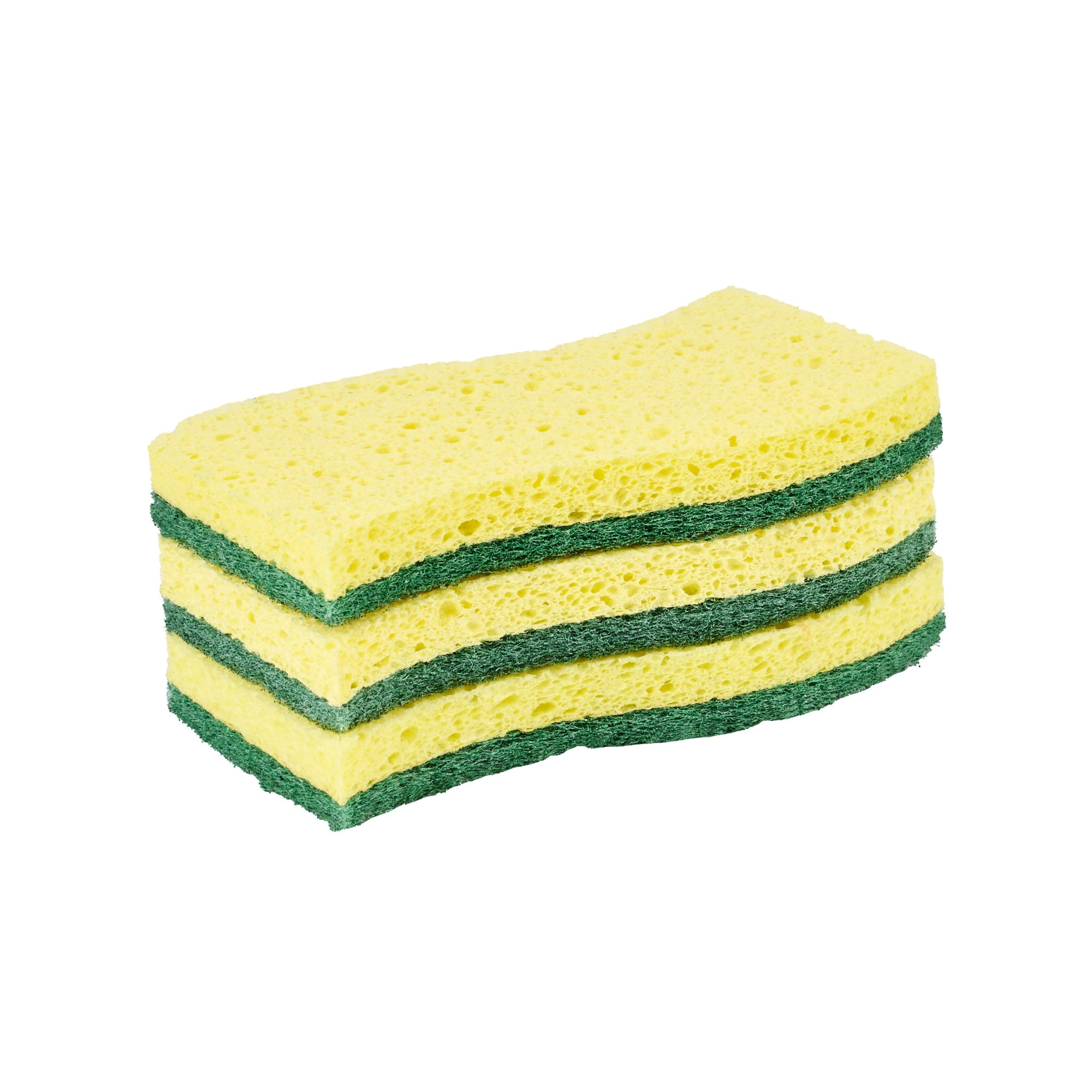 Clean Tek Professional Yellow Cellulose Sponge / Green Heavy-Duty Scouring Pad Combo - 6" x 3 1/2" x 3/4" - 60 count box