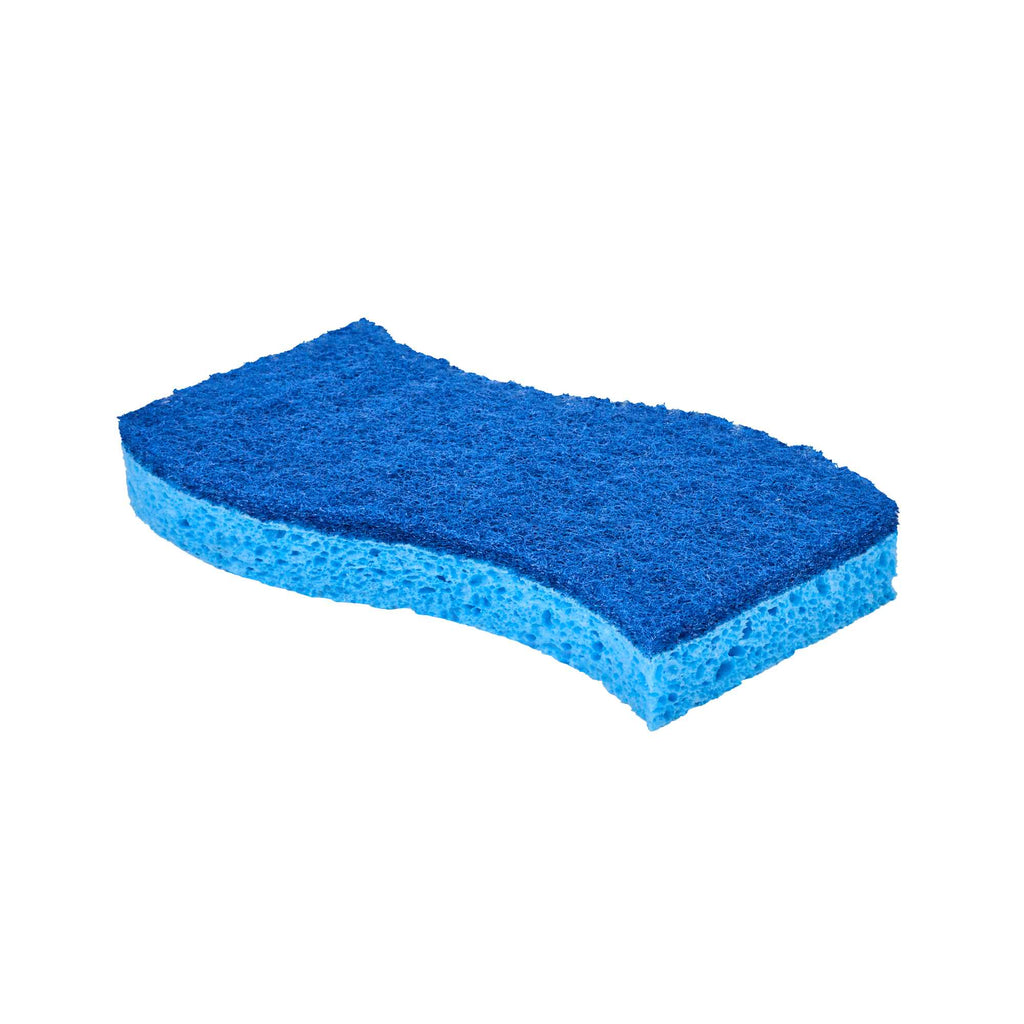 Clean Tek Professional Light Blue Cellulose Sponge / Dark Blue Medium-Duty Scouring Pad Combo - 6" x 3 1/2" x 3/4" - 3 count box