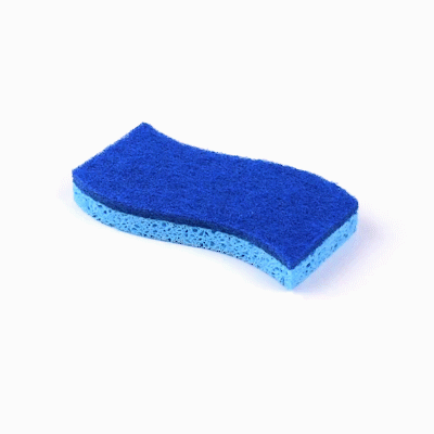 Clean Tek Professional Light Blue Cellulose Sponge / Dark Blue Medium-Duty Scouring Pad Combo - 6" x 3 1/2" x 3/4" - 3 count box