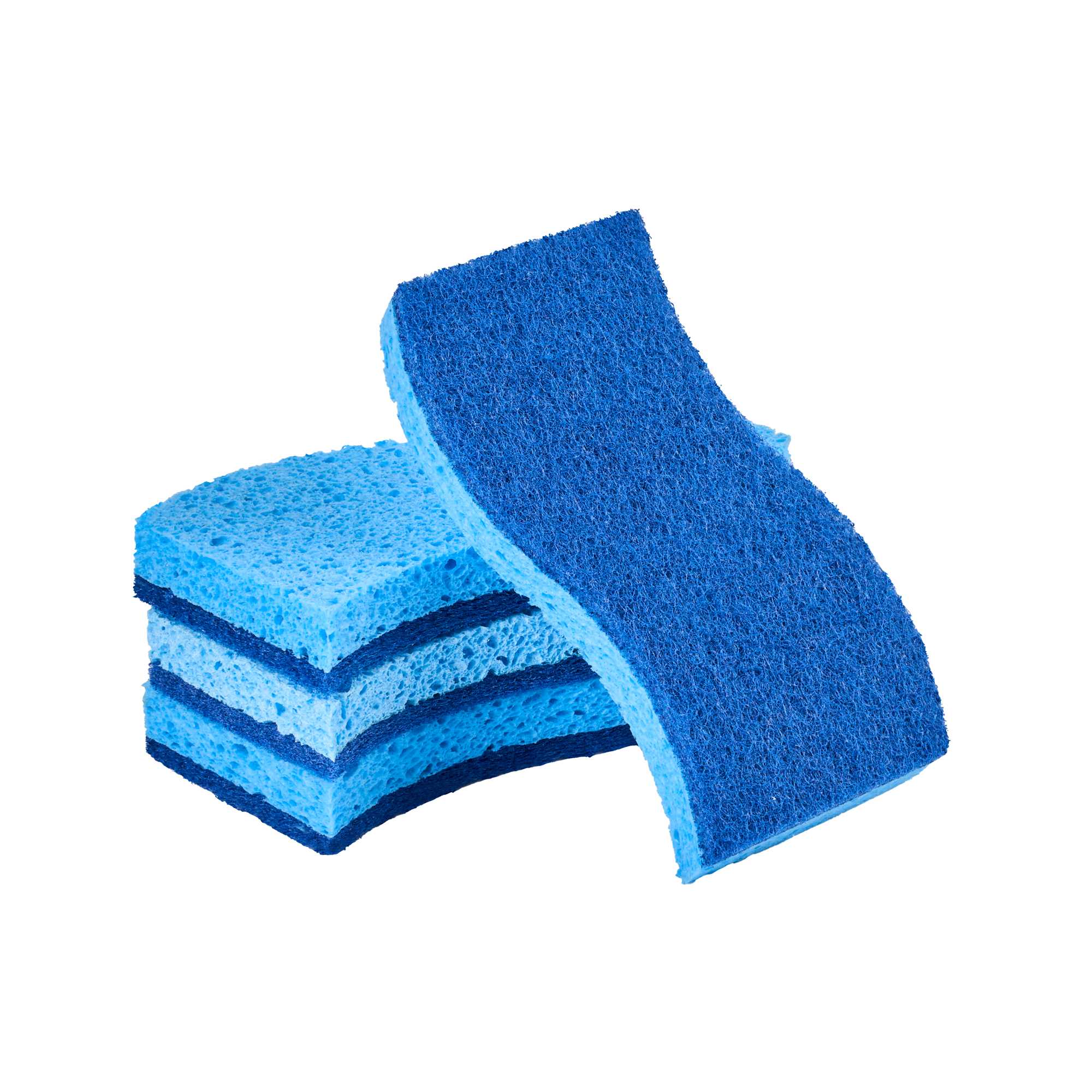 Clean Tek Professional Light Blue Cellulose Sponge / Dark Blue Medium-Duty Scouring Pad Combo - 6" x 3 1/2" x 3/4" - 3 count box
