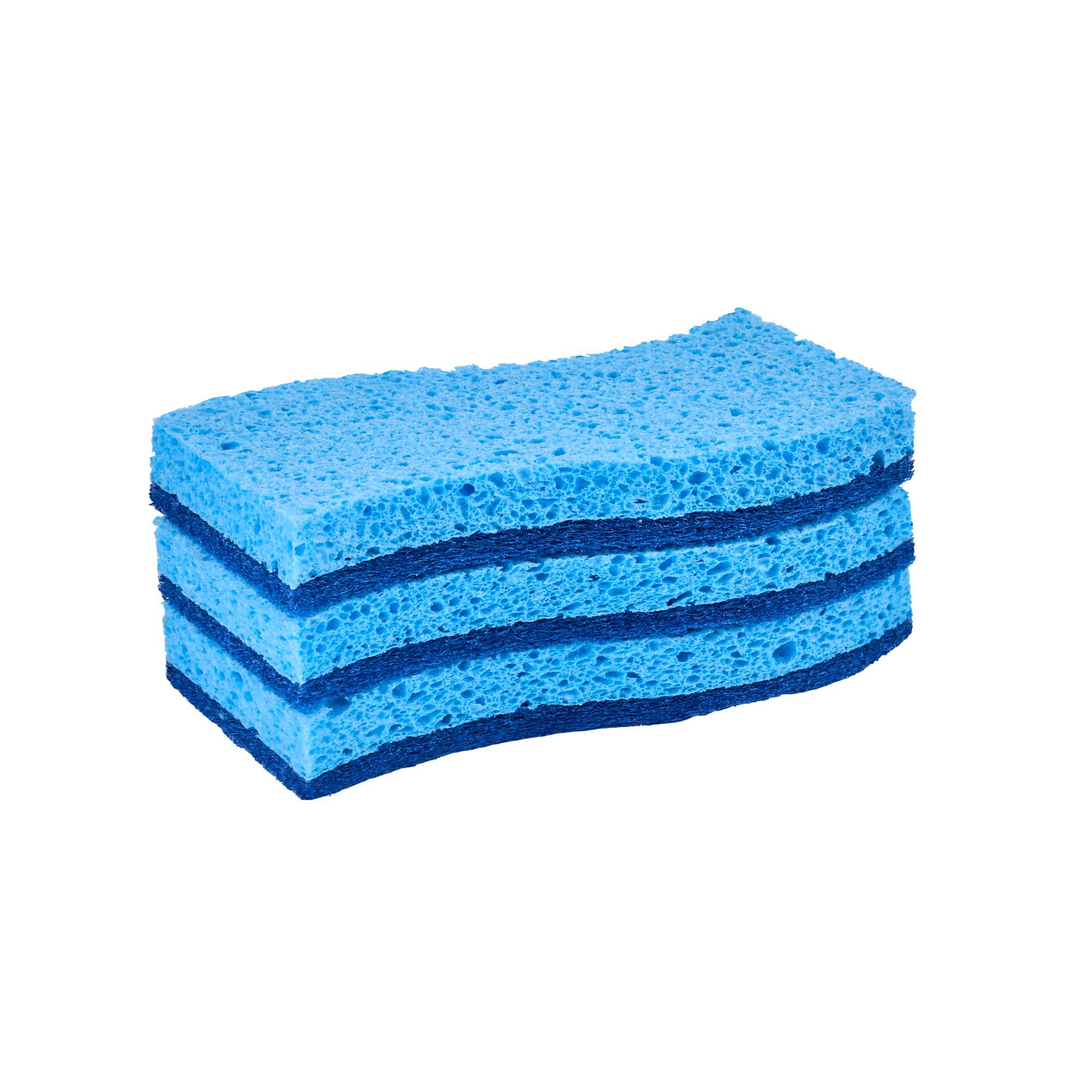 Clean Tek Professional Light Blue Cellulose Sponge / Dark Blue Medium-Duty Scouring Pad Combo - 6" x 3 1/2" x 3/4" - 3 count box